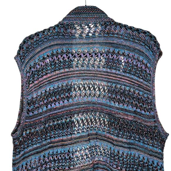 Avenue Long Line Open Front Sleeveless Cardigan Duster Multicolor Size 26/28 - Picture 3 of 6